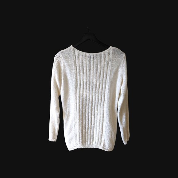 Winter White Loose Knit Sweater - Size Large Ballet Rachel Zoe - Picture 3 of 6